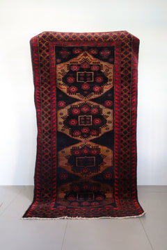 Vintage Balouch — Octagonal Guls on Charcoal Field — No. 092 - Patina House