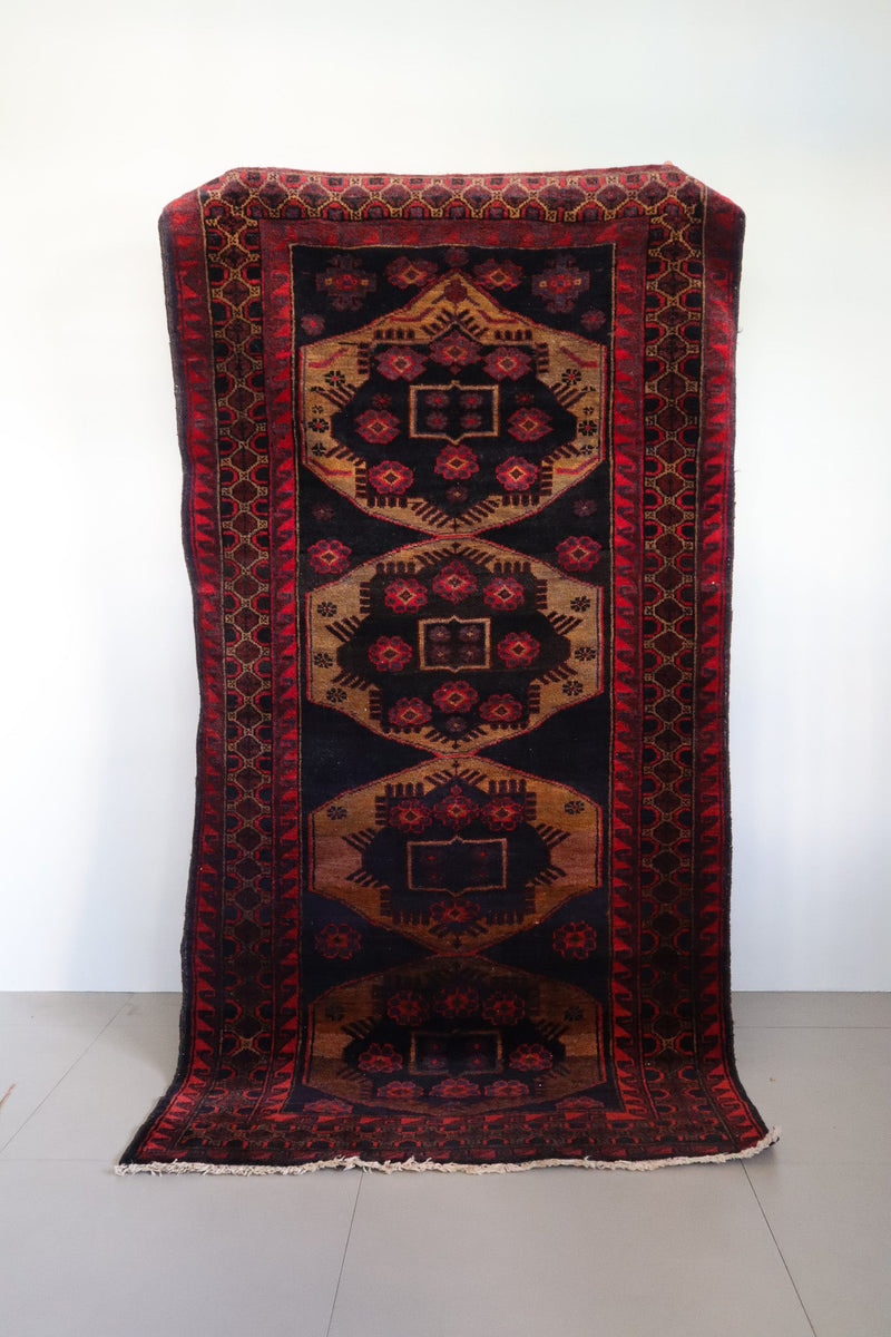 Vintage Balouch — Octagonal Guls on Charcoal Field — No. 092 - Patina House