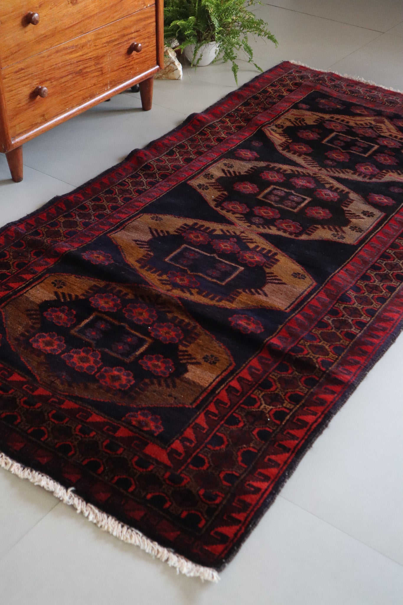 Vintage Balouch — Octagonal Guls on Charcoal Field — No. 092 - Patina House