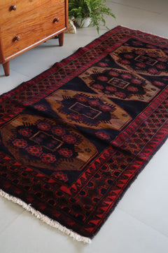 Vintage Balouch — Octagonal Guls on Charcoal Field — No. 092 - Patina House