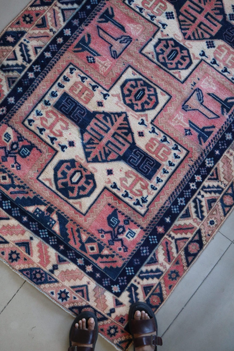 Vintage Caucasian Kazak — Salmon Field with Totemic Medallions — No. 159 - Patina House