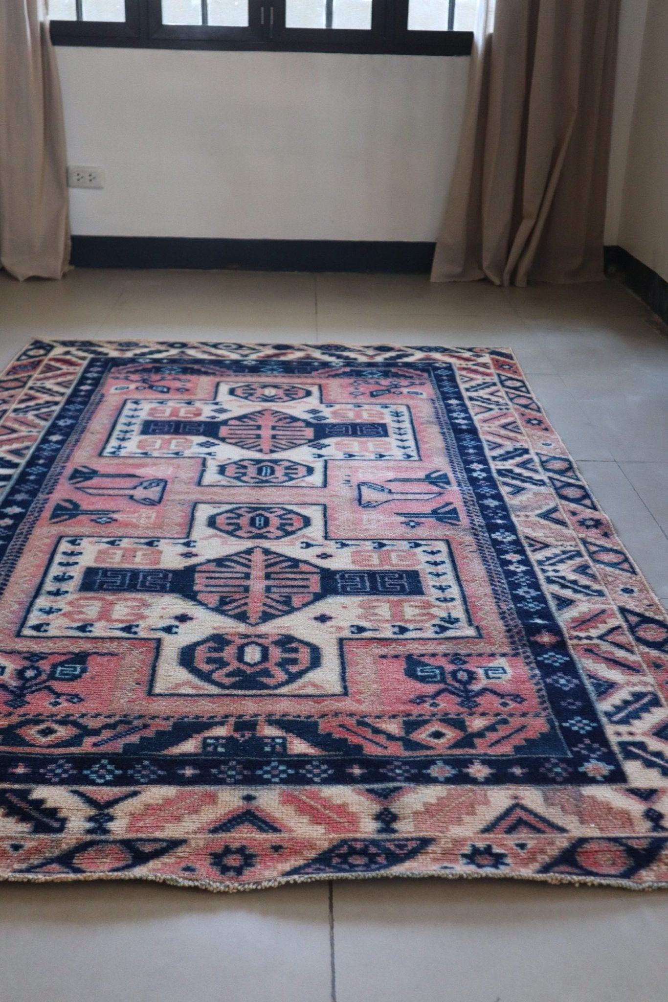 Vintage Caucasian Kazak — Salmon Field with Totemic Medallions — No. 159 - Patina House