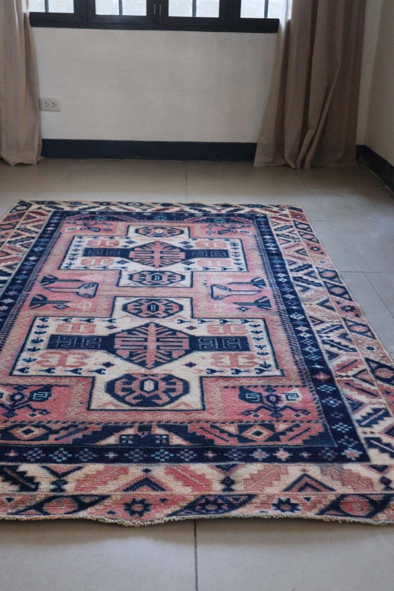 Vintage Caucasian Kazak — Salmon Field with Totemic Medallions — No. 159 - Patina House