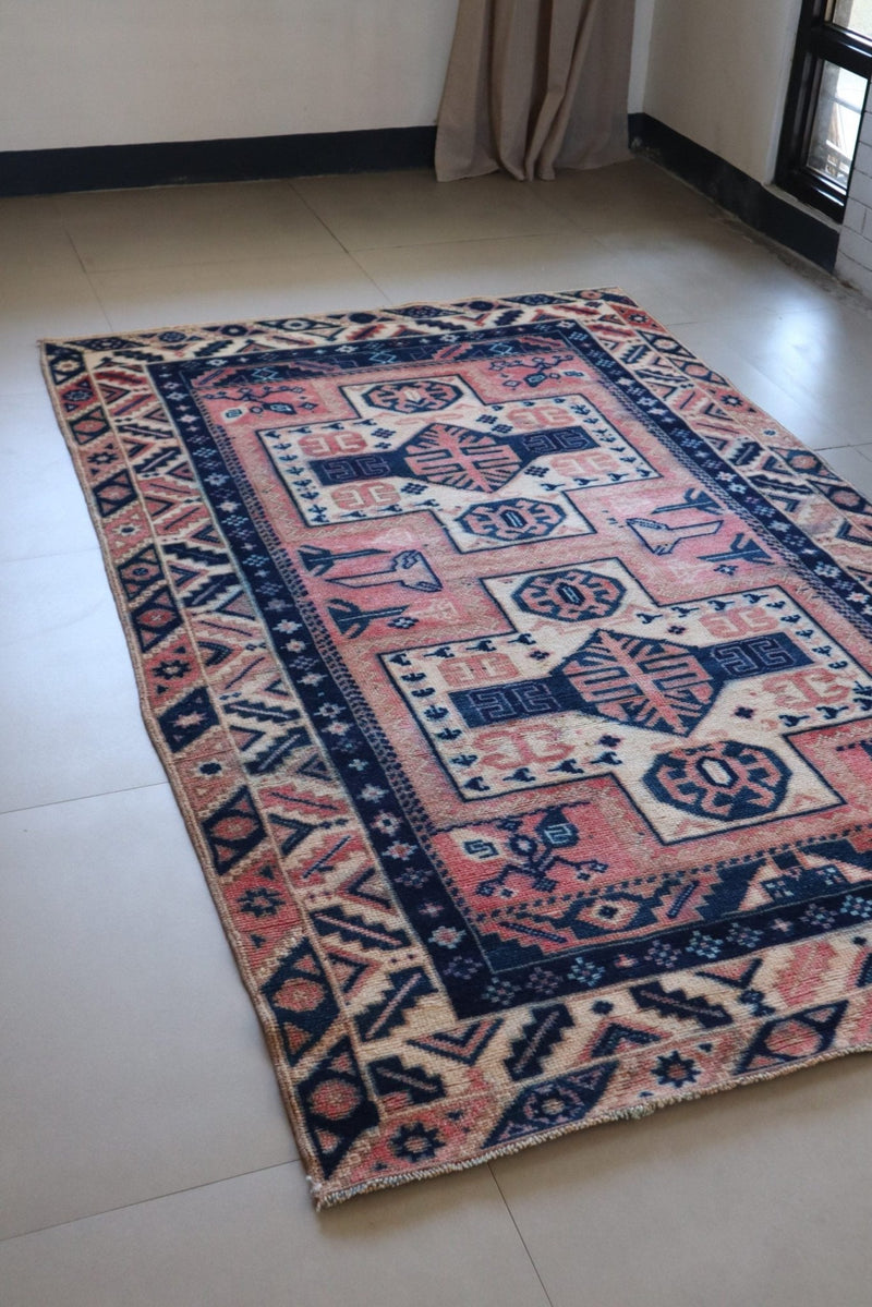 Vintage Caucasian Kazak — Salmon Field with Totemic Medallions — No. 159 - Patina House