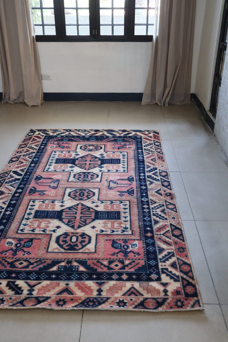 Vintage Caucasian Kazak — Salmon Field with Totemic Medallions — No. 159 - Patina House