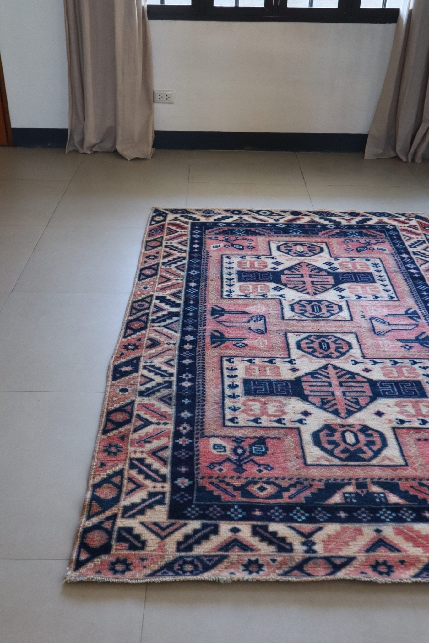 Vintage Caucasian Kazak — Salmon Field with Totemic Medallions — No. 159 - Patina House