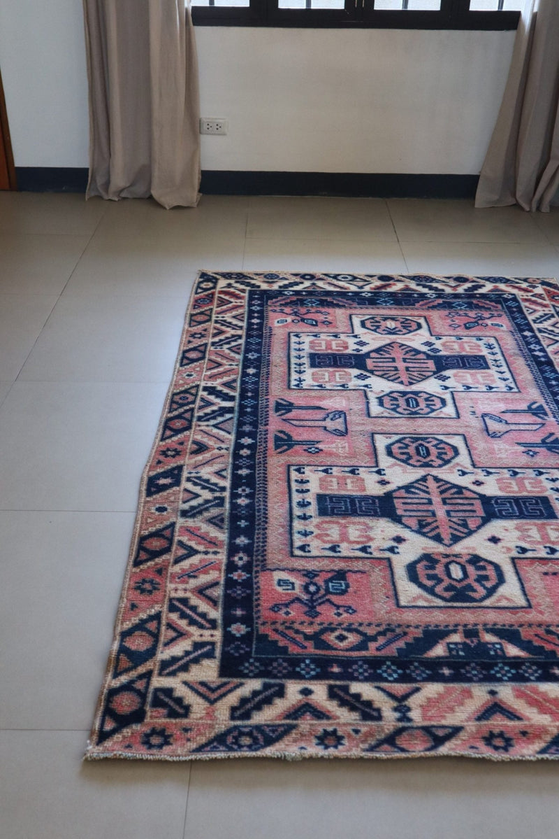 Vintage Caucasian Kazak — Salmon Field with Totemic Medallions — No. 159 - Patina House