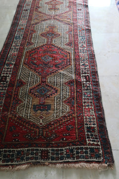 Vintage Persian Hamadan Runner — Bold Lattice Design — No. 152 - Patina House