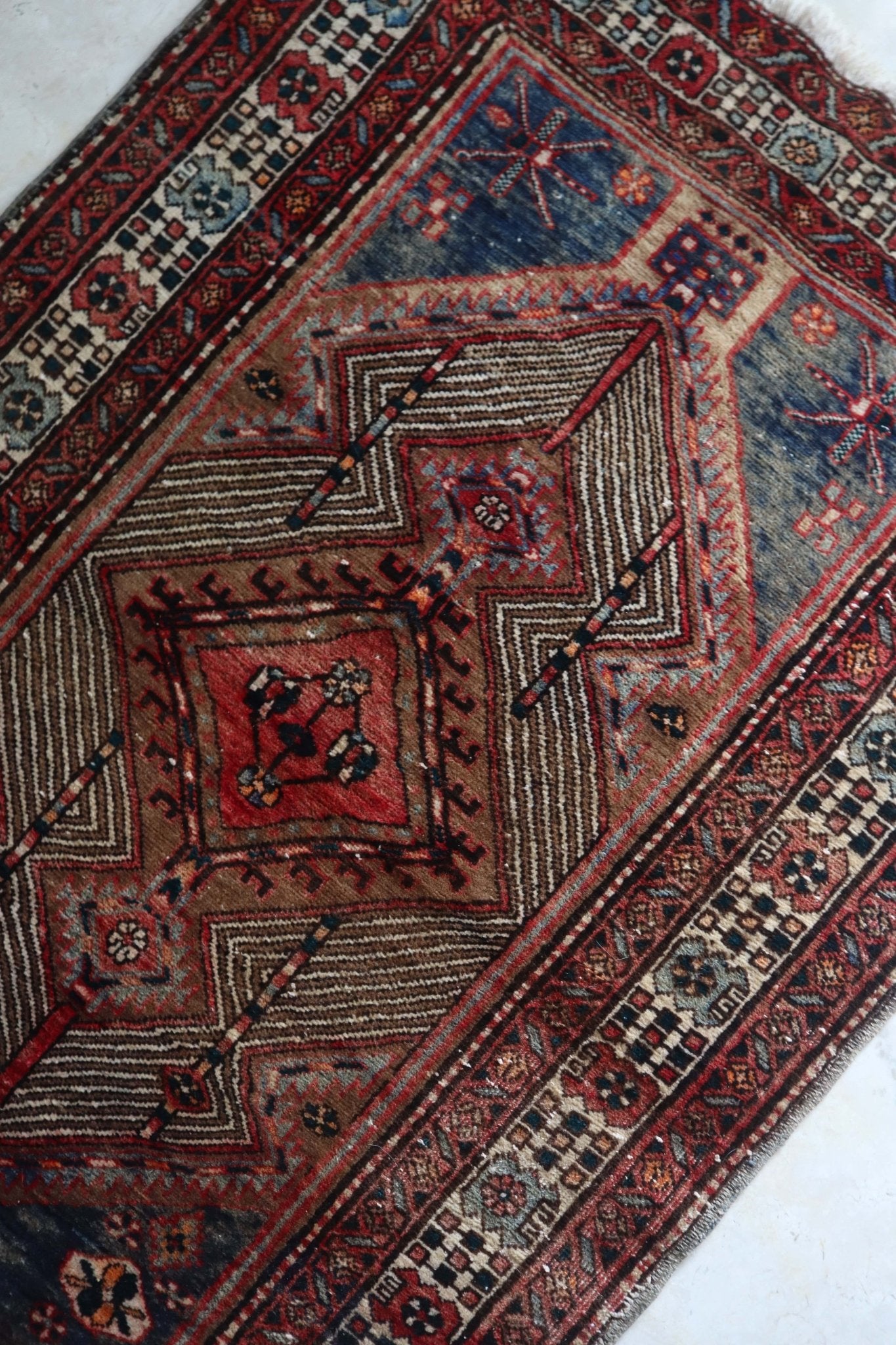 Vintage Persian Hamadan Runner — Camel - Field Medallions — No. 151 - Patina House