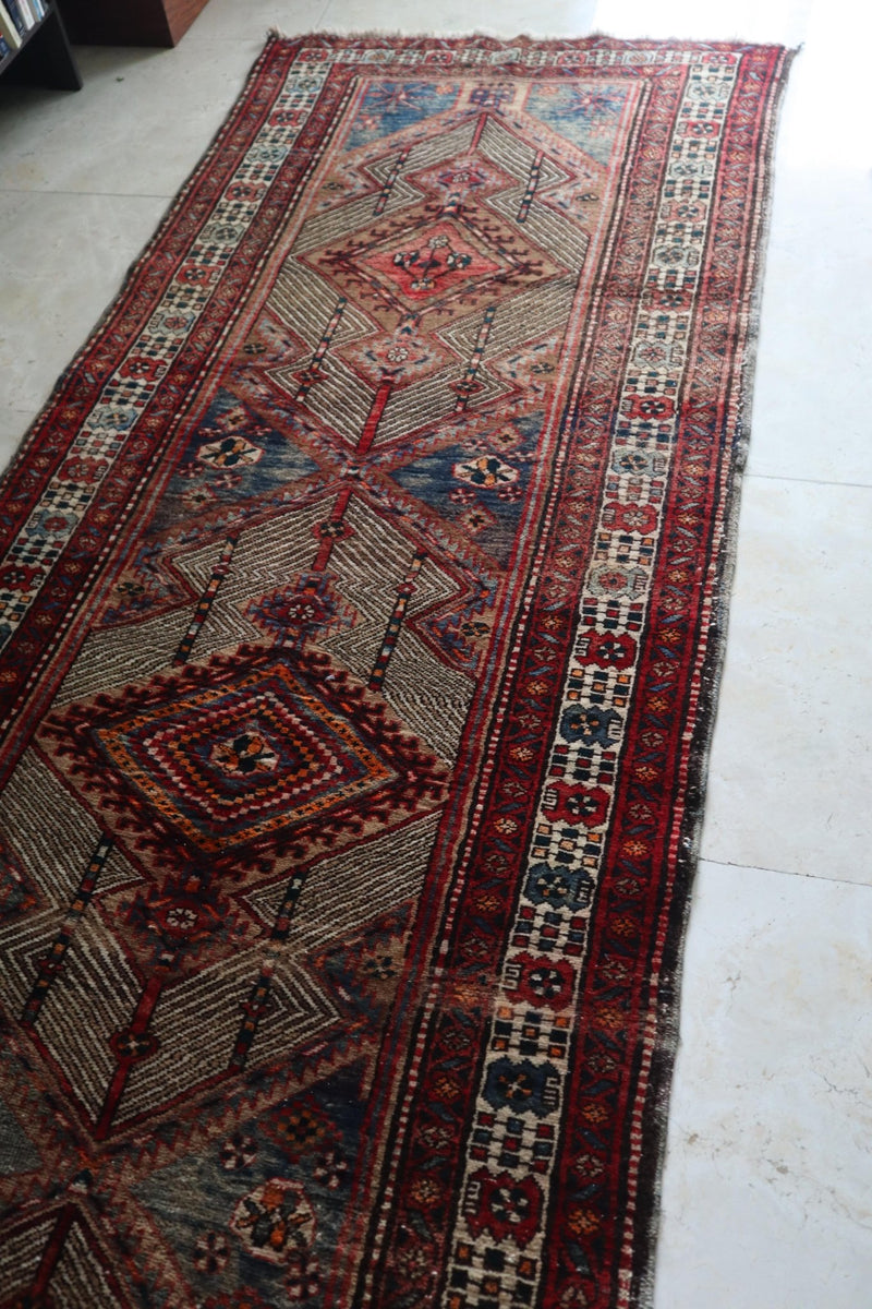 Vintage Persian Hamadan Runner — Camel - Field Medallions — No. 151 - Patina House