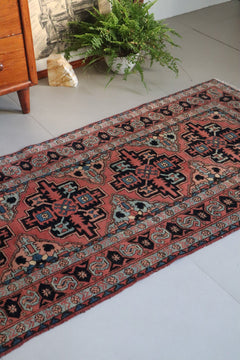Vintage Persian Heriz Runner — Terracotta Field with Sky - Blue Accents — No. 157 - Patina House