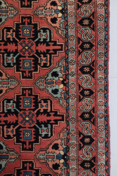 Vintage Persian Heriz Runner — Terracotta Field with Sky - Blue Accents — No. 157 - Patina House