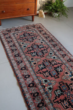 Vintage Persian Heriz Runner — Terracotta Field with Sky - Blue Accents — No. 157 - Patina House