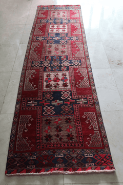 Vintage Persian Kurdish Runner — Rare Star & Compartment Design — No. 156 - Patina House