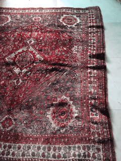 Vintage Persian Qashqai – Diamond Medallion in Garnet & Ivory – No. 145 - Patina House