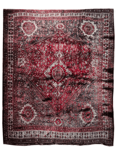 Vintage Persian Qashqai – Diamond Medallion in Garnet & Ivory – No. 145 - Patina House