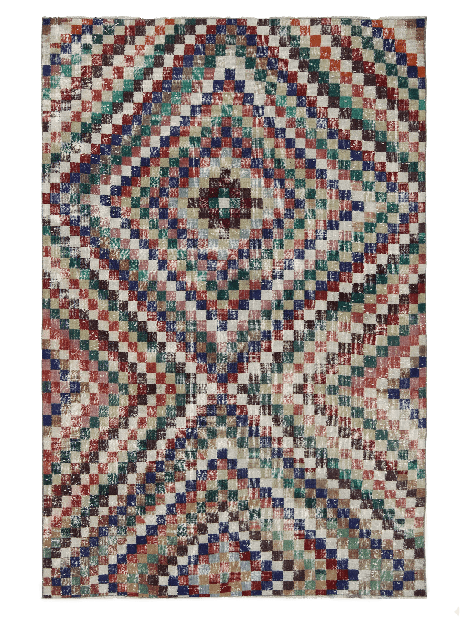 Vintage Turkish — Colorful Grid Art Deco Rug — No.124 - Patina House