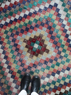 Vintage Turkish — Colorful Grid Art Deco Rug — No.124 - Patina House