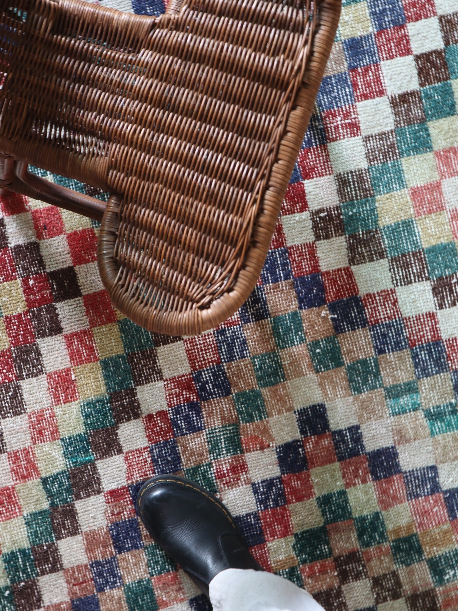 Vintage Turkish — Colorful Grid Art Deco Rug — No.124 - Patina House